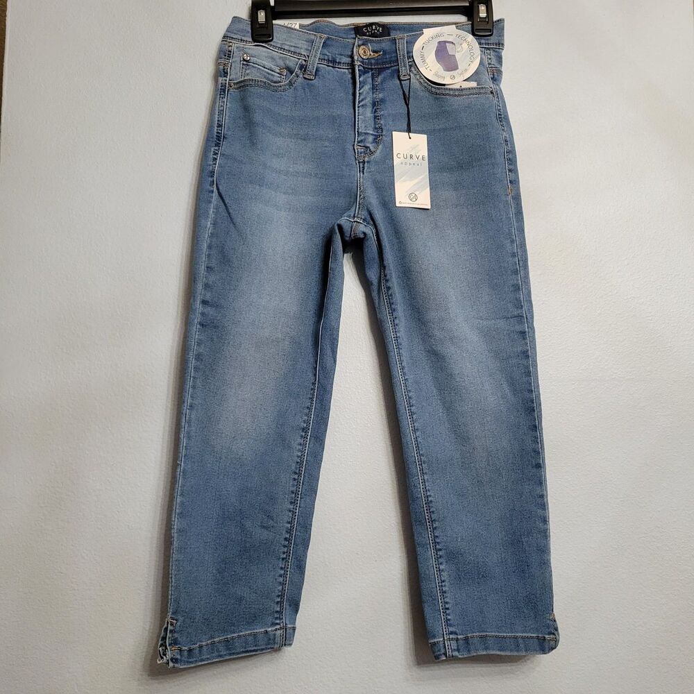 NWT Curve Appeal Capri Jeans Women's 4/27 Blue Light Wash Shaping Tummy Tucking